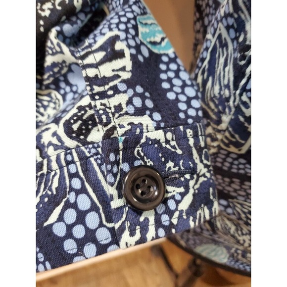 Character Club Womens Blue Floral Cotton Long Sleeve Button Down Jacket Sz Large - Picture 5 of 11